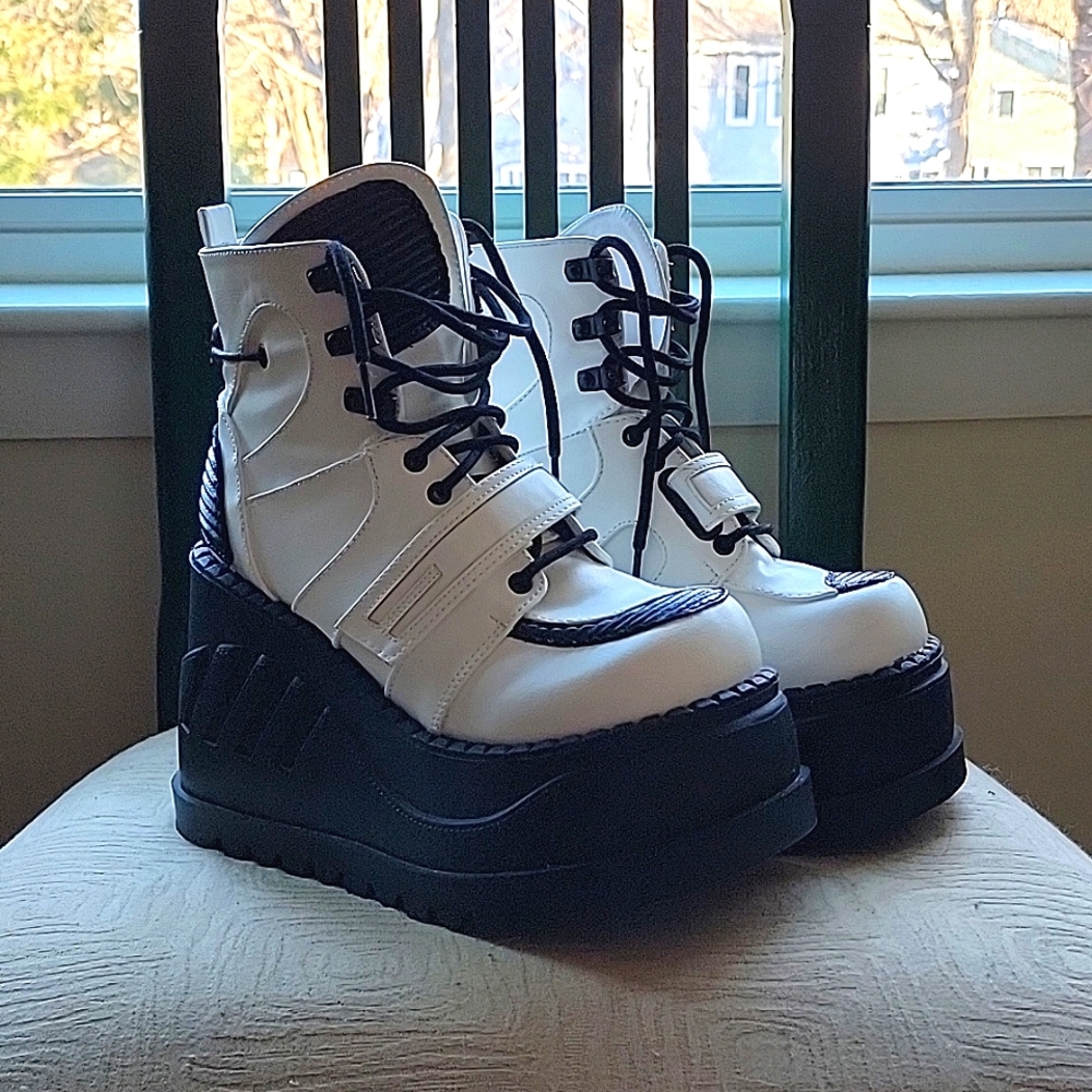 Stomp-13 Demonia Boots in White